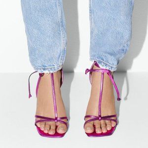 Zara Blue Collection Tied Leather High Heels